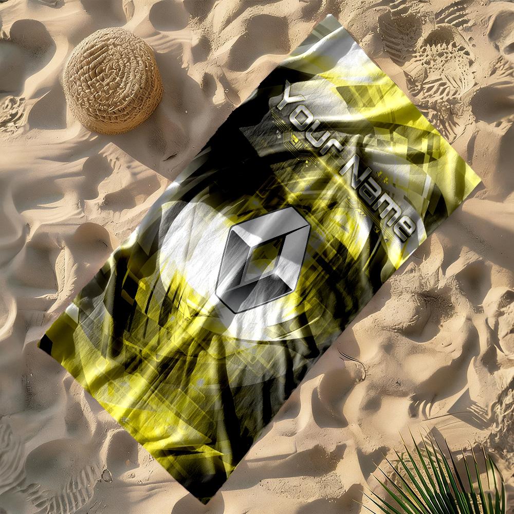Renault Personalized Name Beach Towel Soft Durable Quick-Dry Ideal for Travel Outdoor Swim Pool Yoga Surf Camping Hiking Gym Gift Holiday