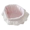 Cute Quilting Cotton Cloth Storage Basket Oval Lace Storage Box Foldable Pink Dots Organizer Box Organizer