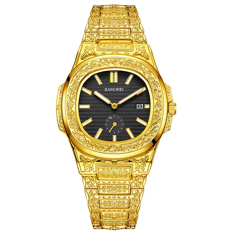 LIGE New Men Watches BANGWEI Brand Fashion Casual Quartz Wristwatches Waterproof Steel Strap Mens Watch