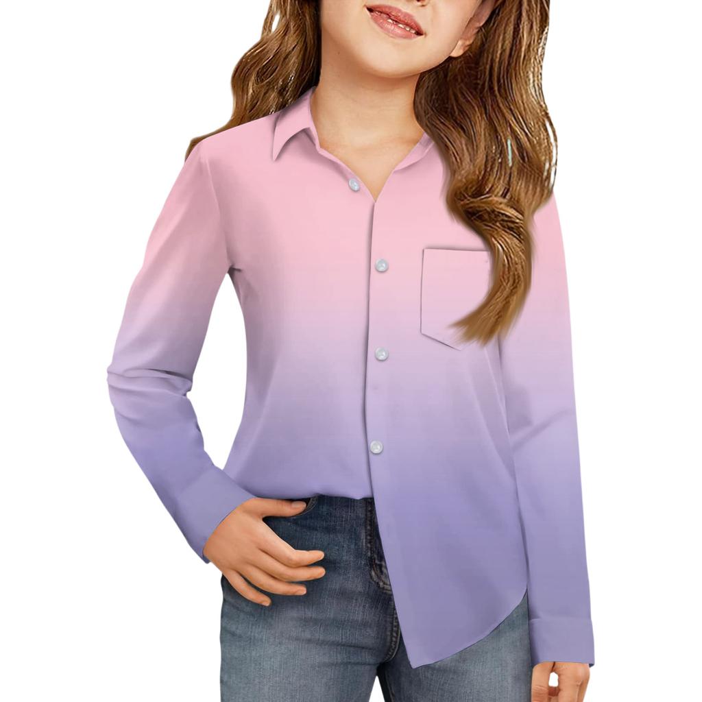 Girls' Button-Down Shirt - Long Sleeve Dress Blouse