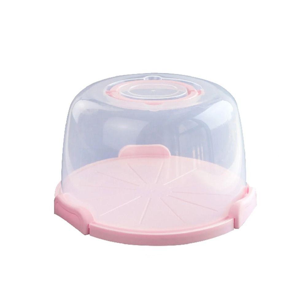 Foldable Handle Cake Container Round Cake Case Food Storage Tray Plastic Cake Box  Picnic