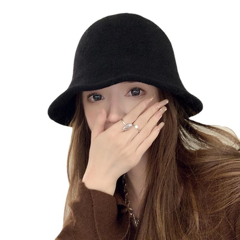 Маленькое лицо, черная рыбацкая шляпа, детская осенне-зимняя универсальная защитная повязка для лица, панама с короткими полями, теплая шерстяная шапка-ушанка