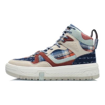 Li Ning Классические повседневные высокие скейт-кеды женские кроссовки овсяно-серые AGCR432-4