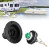 Round Water Inlet Fill Lock Tank Filling Port W Key for RV Yacht Camping Car TrailerBlack