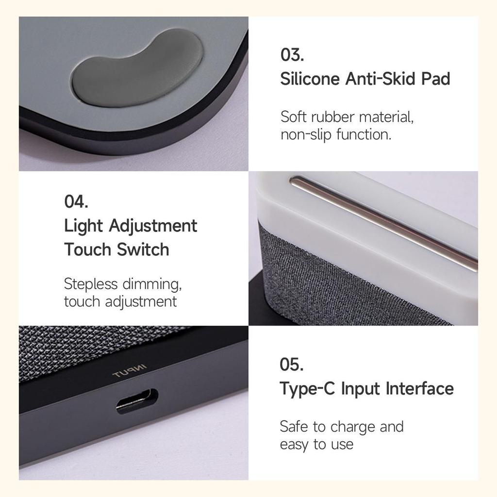 Беспроводное зарядное устройство, ночник, 3 цветовая температура с часами, беспроводная быстрая зарядка, прикроватный светильник для Iphone/Android