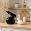 Home Decor Ceramic Rabbit Figurines (Set of 2, Black and White)