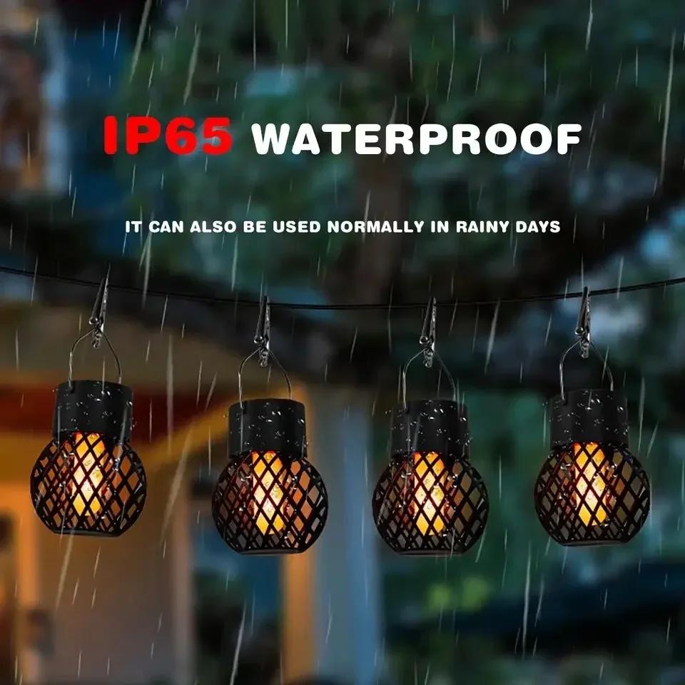 Солнечный светильник на огне, уличный светильник с пламенем, маленький подвесной шар, украшение для двора, виллы, наружное украшение, праздничное украшение, атмосфера, светильник с пламенем