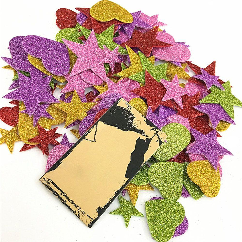 Mixed Size Color Star Heart Shapes Foam Glitter Party Stickers Wedding Decoration