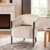 Accent Chair Chenille Upholstered Tub Chair Wide Seat Beige