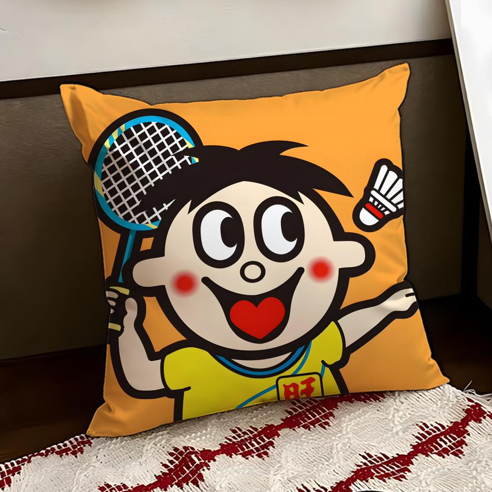 cartoon WWangzai Cushion Cover Reversible Soft Durable Pillow Cover Home Car MultiScene Use for Daily Comfort
