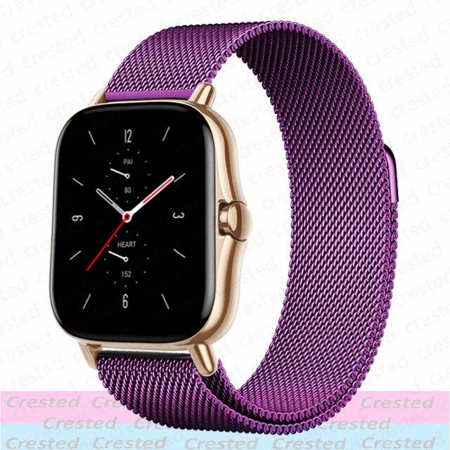 Магнитный ремешок 20 мм/22 мм для Amazfit GTS/4/2/2e/3/GTS2 Mini/GTR 47 мм/GTR2/3/Pro/4 stratos Металлический браслет для часов Ремешок Amazfit bip