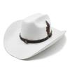 Woolen Black And White 9.5Cm Along Hemming Top Hat Feathers Western Cowboy Hat Riding Hat Men'S And Women'S Leisure