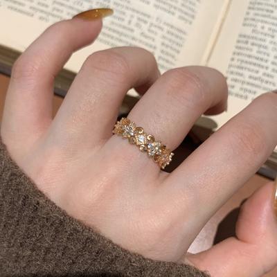 Древнее кольцо с ирисом и бриллиантами Flash Diamond для женщин, легкая роскошь, высококлассное, простое, нишевое кольцо