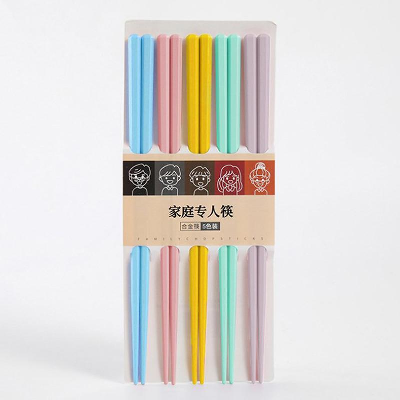Палочки для еды Macaron Hexagon Alloy, нескользящие палочки для еды, минималистичные разноцветные палочки для еды для обеденного стола, кухонные гаджеты