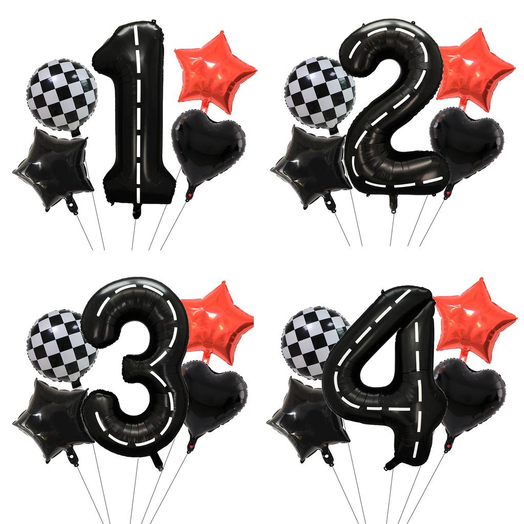 Racing Theme Track Digital Aluminum Film Balloon First Birthday Party Decoration Balloon Set Decoration