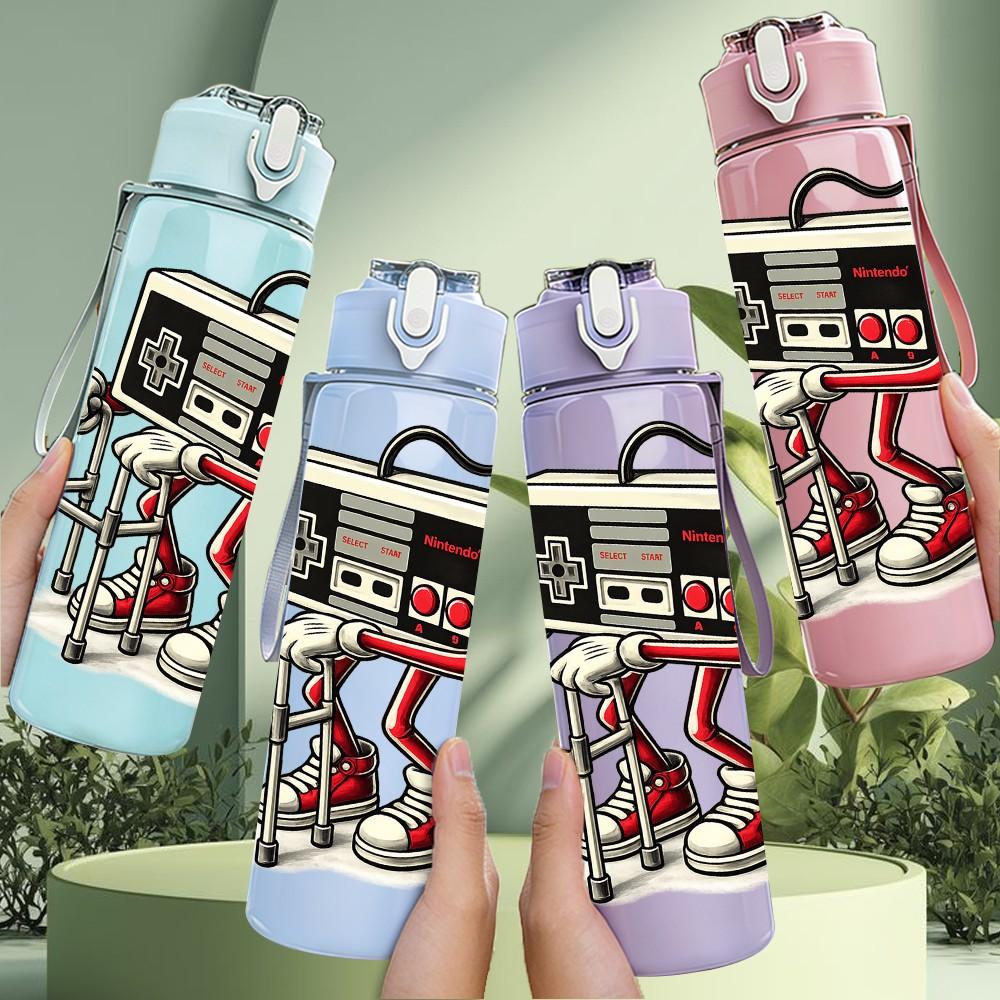 1PC Vintage Boombox Radio Retro Print 750ml Color Plastic Sports Water Bottle Leakproof Flip Straw Lid Suitable for Sports Office Home Use