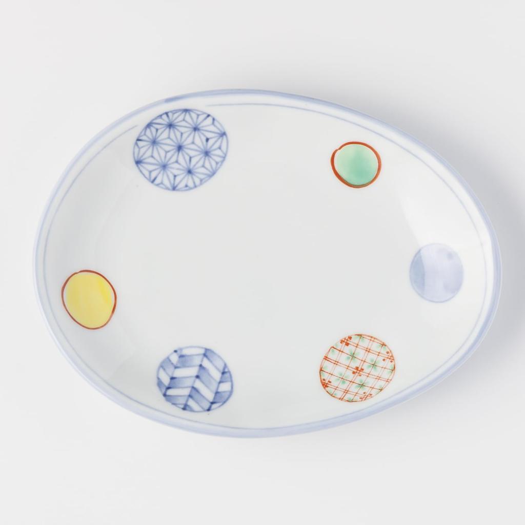 Mino Ware Dinnerware Set of 5 Plates 17cm Microwave and Dishwasher Made in Product Number 564625 "Nishikimarumon" Cloud-Shaped (Small), Approx.