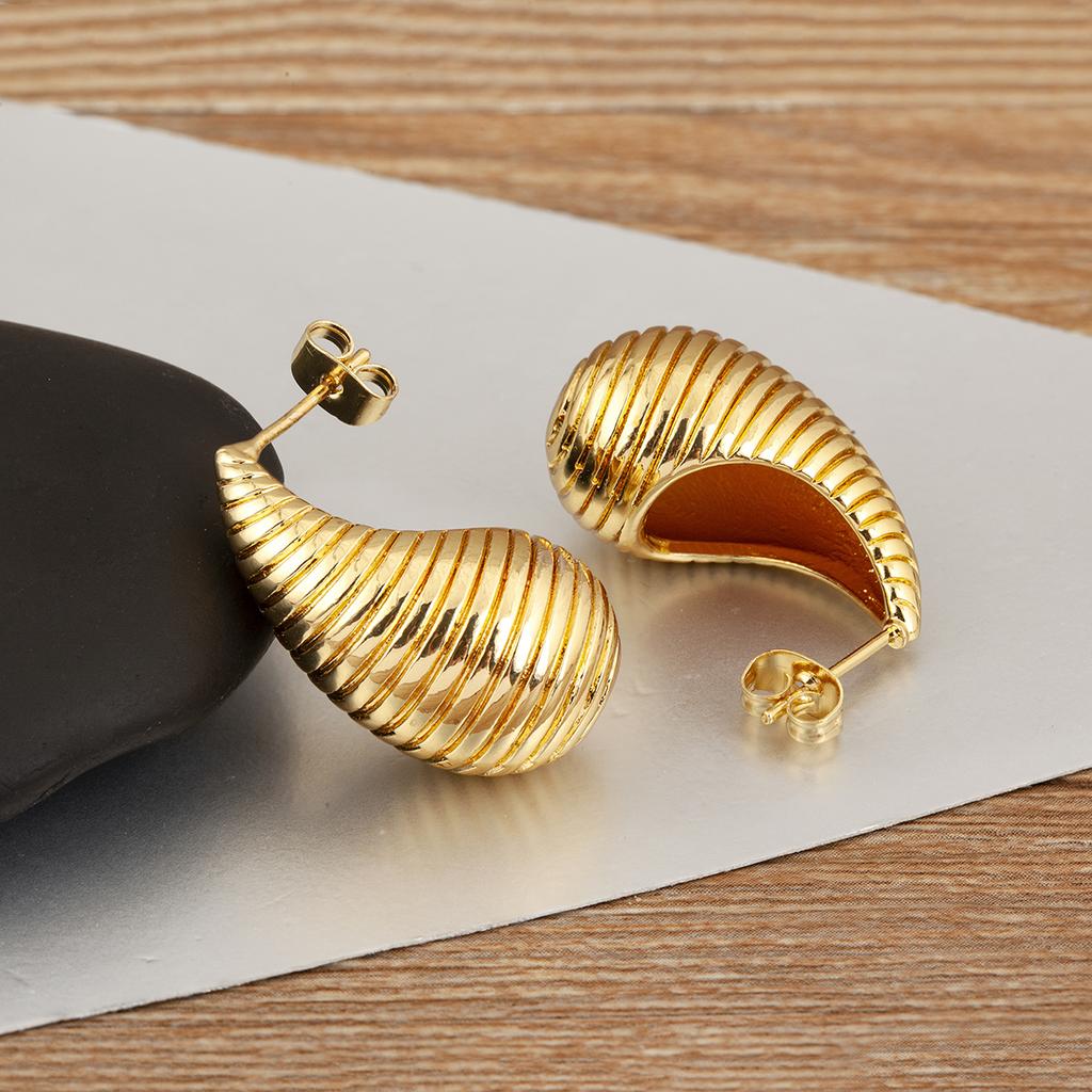 Nidin New Arrival Hollow Design Water-drop Shape Stud Earrings For Women Female Copper Chunky Ear Jewelry Birthday Party Gifts