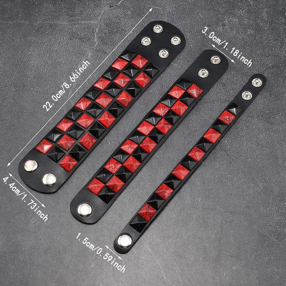 Vintage Big Wide Bracelet Contrasting Gothic Punk Bracelet Rivets Leather Wristband  Male Female