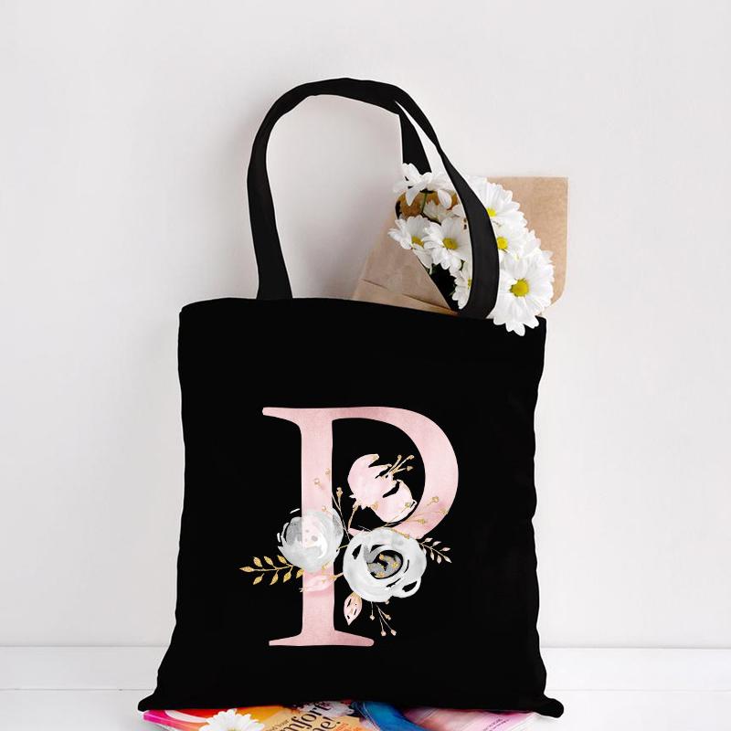 Холщовая большая сумка с цветочным узором с буквами, шопинг, путешествия, женские эко многоразовые сумки через плечо