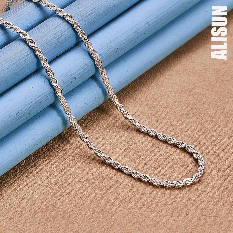 925 Sterling Silver 3mm Water Pattern Necklace Fashionable Wedding Jewelry