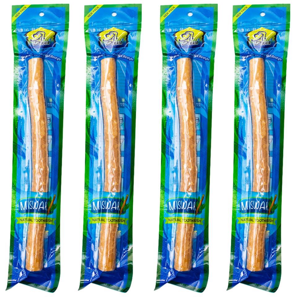 Miswak Natural Toothbrush - Al Khair Stick Toothpaste Chewing Stick Meswak (PACK OF 4)