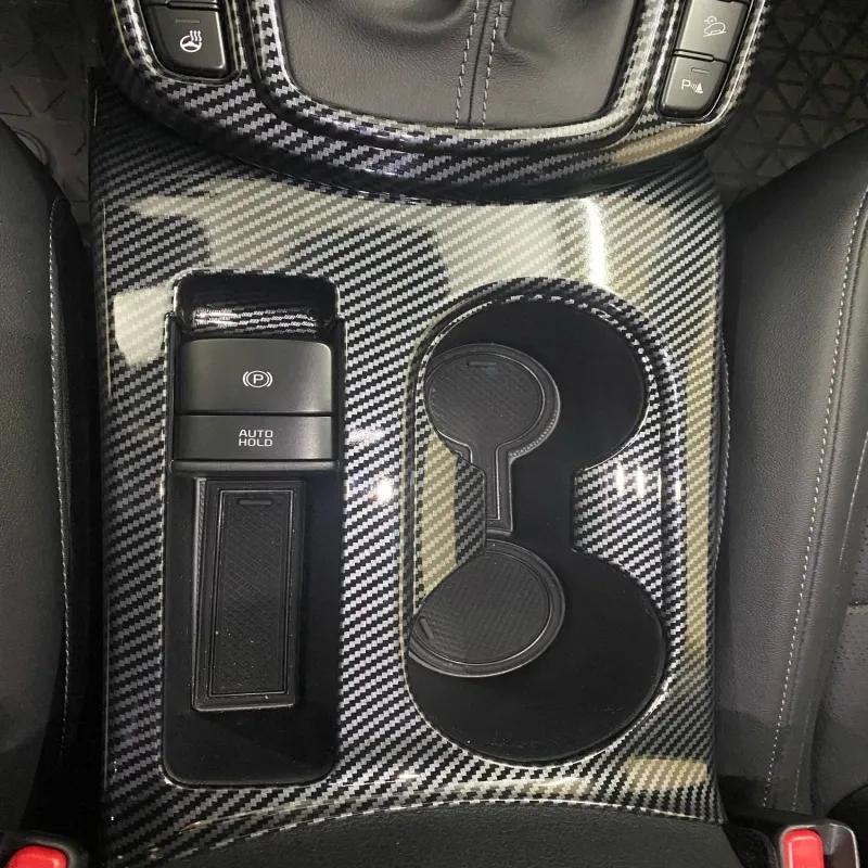 Для Kia Seltos Накладка на кнопку стеклоподъемника Панель переключения передач Крышка подстаканника ABS Карбон Аксессуары для интерьера