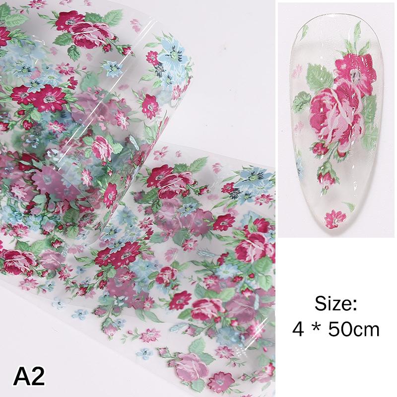 1Pcs 100cm Flower Rose Nail Transfer Foils Sticker Paper Floral Nail Wraps Tulip Nail Art Stickers Decals Nail Art Decorations