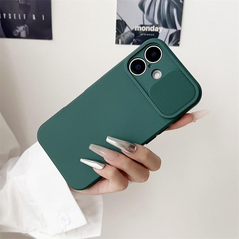 Защитный чехол для объектива камеры Slide для iPhone 16 15 14 Plus 13 12 11 Pro X XS XR Max 8 7, противоударный бампер, мягкий силиконовый чехол