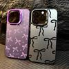 Чехол для телефона с дизайном 'Сердце и Бант' Для iPhone 16 Pro Max 15 14 13 12 11 XS X XR 7 8 Plus SE 2022 Ударопрочный Матовый Жесткий Задний Чехол