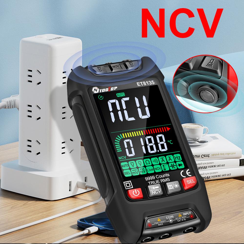 9999Counts Цифровой мультиметр Дисплей Ручной мультиметр NCV Бесконтактный Датчик Профессиональный Тестер Напряжения Ток Емкости