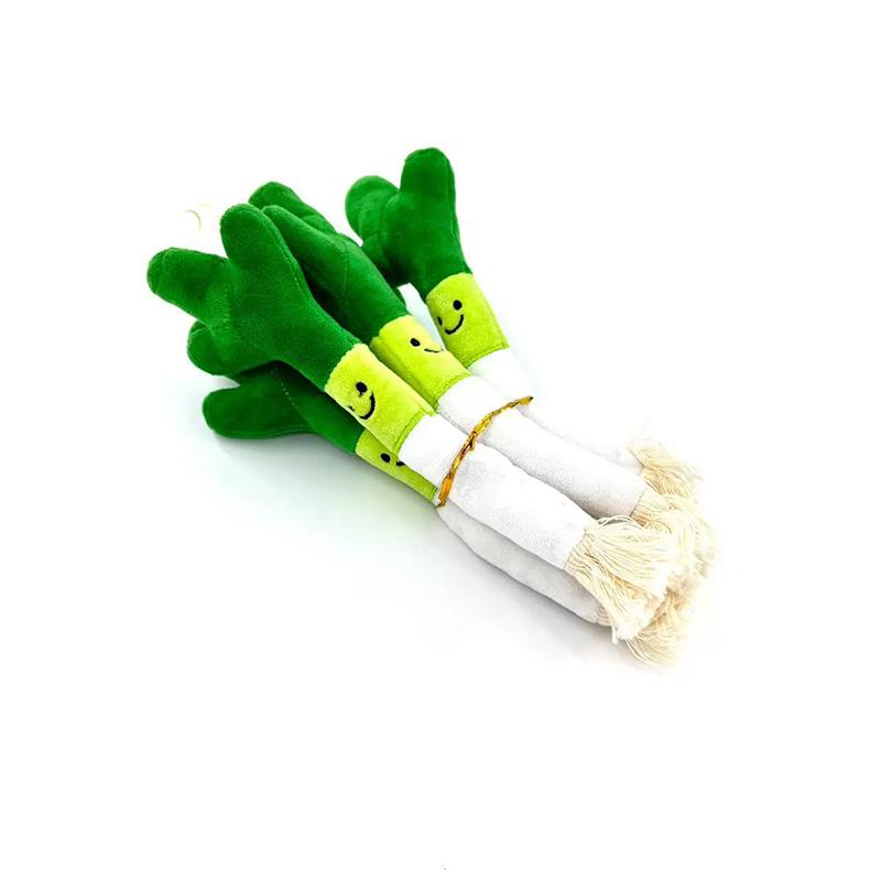 Плюшевые игрушки для жевания питомцев, устойчивые к укусам, имитация зеленого лука, со звуком колокольчика, для чистки зубов, интерактивные игровые принадлежности для собак и кошек