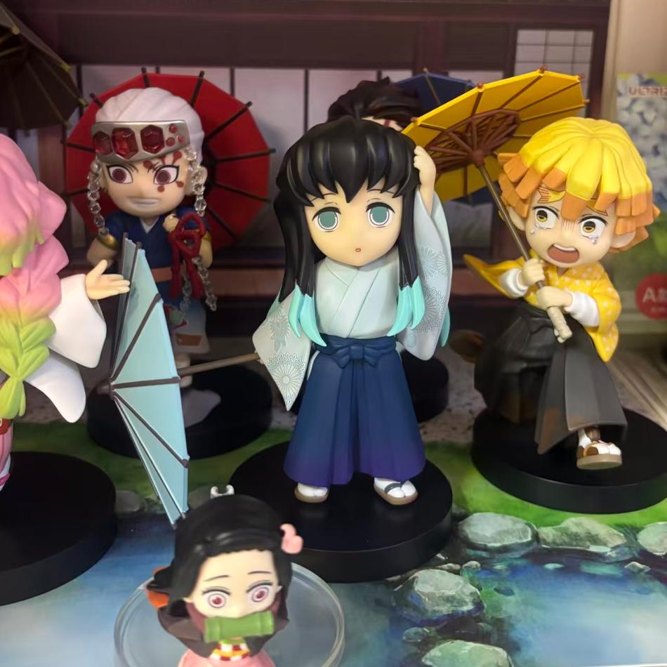 В наличии 12 см кавайная Серия сливового дождя из Клинок, рассекающий демонов, с коробкой, ручная работа, модель, фигурка-орнамент-подарок, нет Яиба, Камадо, Незуко