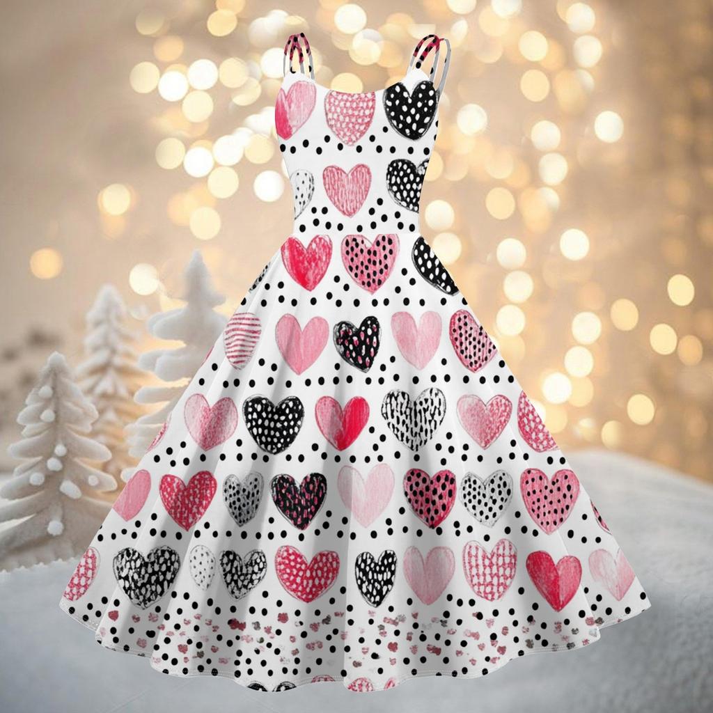 Women's Fashion Valentine's Day Printed Sexy Strapless Gothic Cocktail Dress Punk, Vintage Dress.