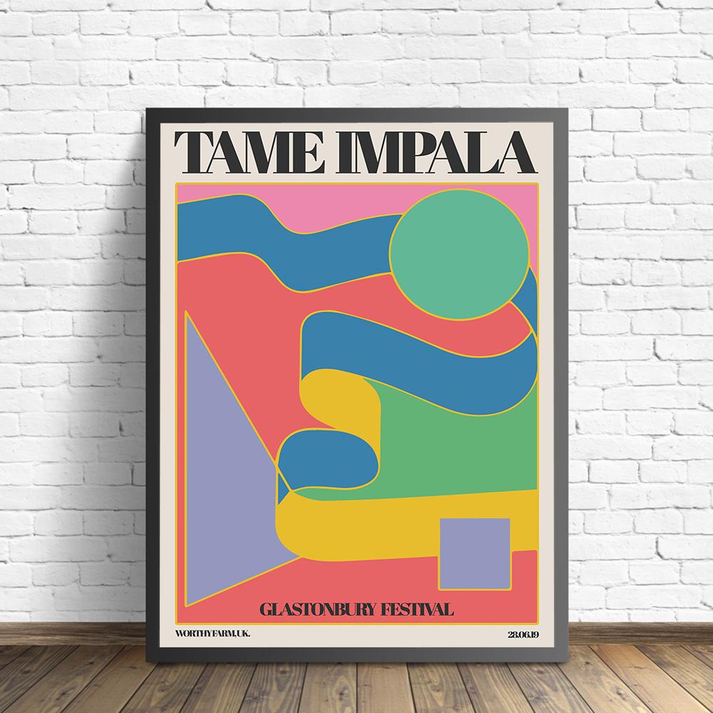 Большой постер Tame Impala at Glastonbury, винтажная красочная картина на холсте, ретро настенные панно для гостиной, домашний декор, без рамы