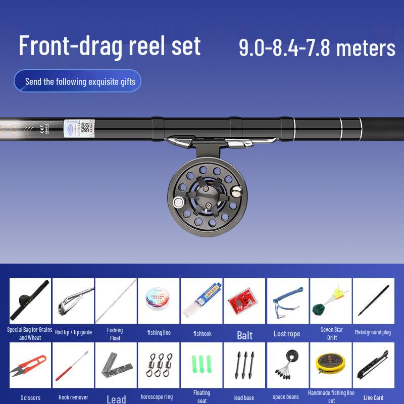 Super Hard 19-Tune Fishing Rod - Wheat & Corn Design, No-Cut Front-Casting, Lightweight Multi-Position Hand Rod Combo.