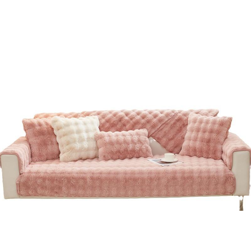 Подушка для дивана из плюша с кроликом, зимние утолщенные нескользящие подушки для сидений, чехол для дивана из кожи, ткань для чехла для дивана