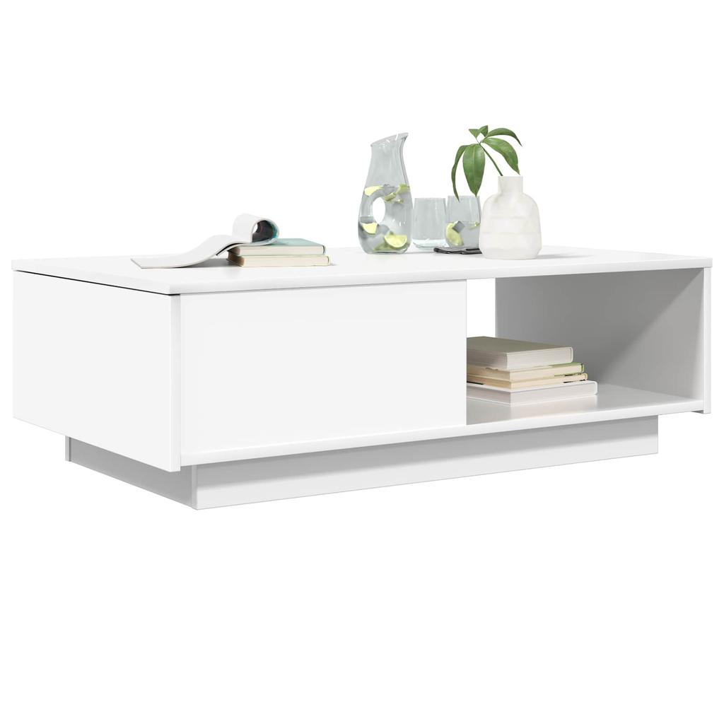 White Coffee Table with Drawers 95 x 55 x 31 cm Engineered Wood