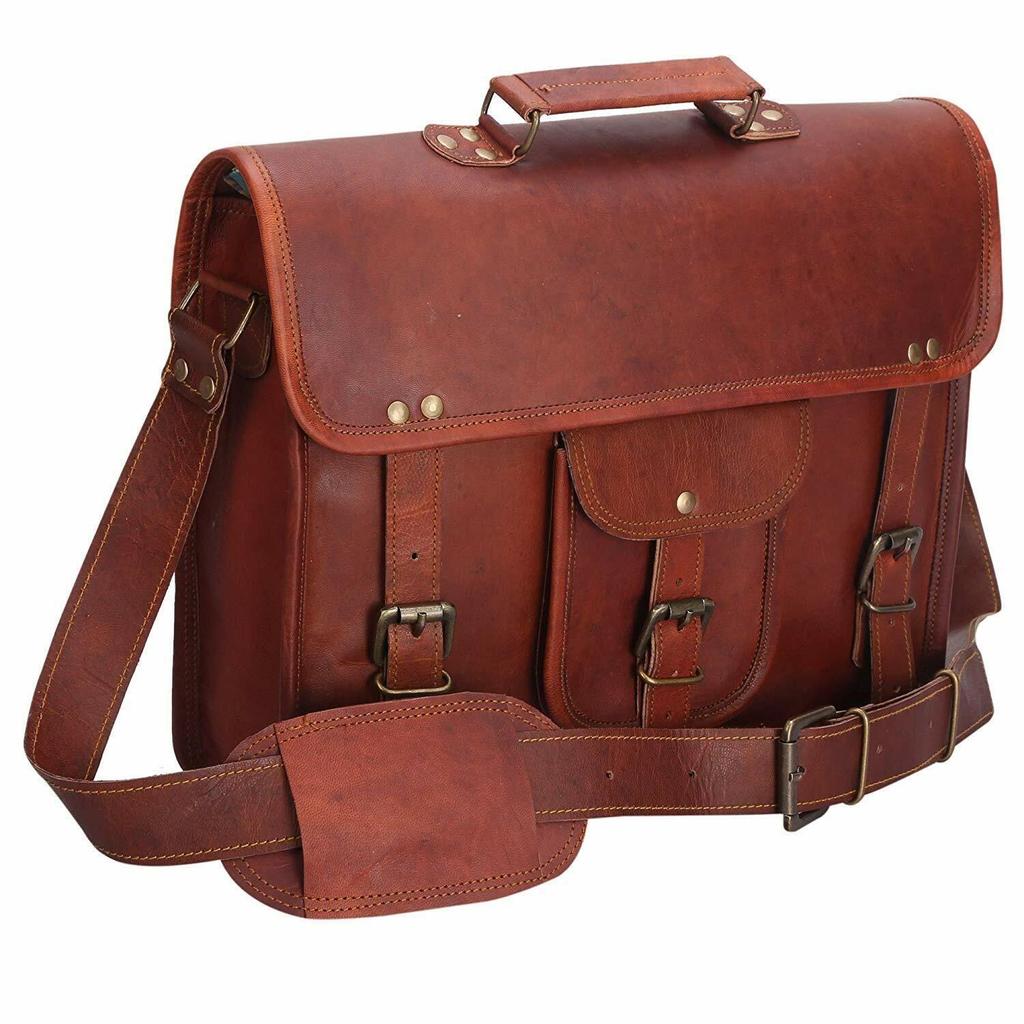 Vintage Expert Leather Messenger Bag Satchel Leather Men's Briefcase Laptop
