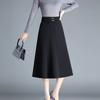 Женская черная юбка-миди А-силуэта с высокой талией и поясом, однотонная, расклешенная, офисная, повседневная, до колена