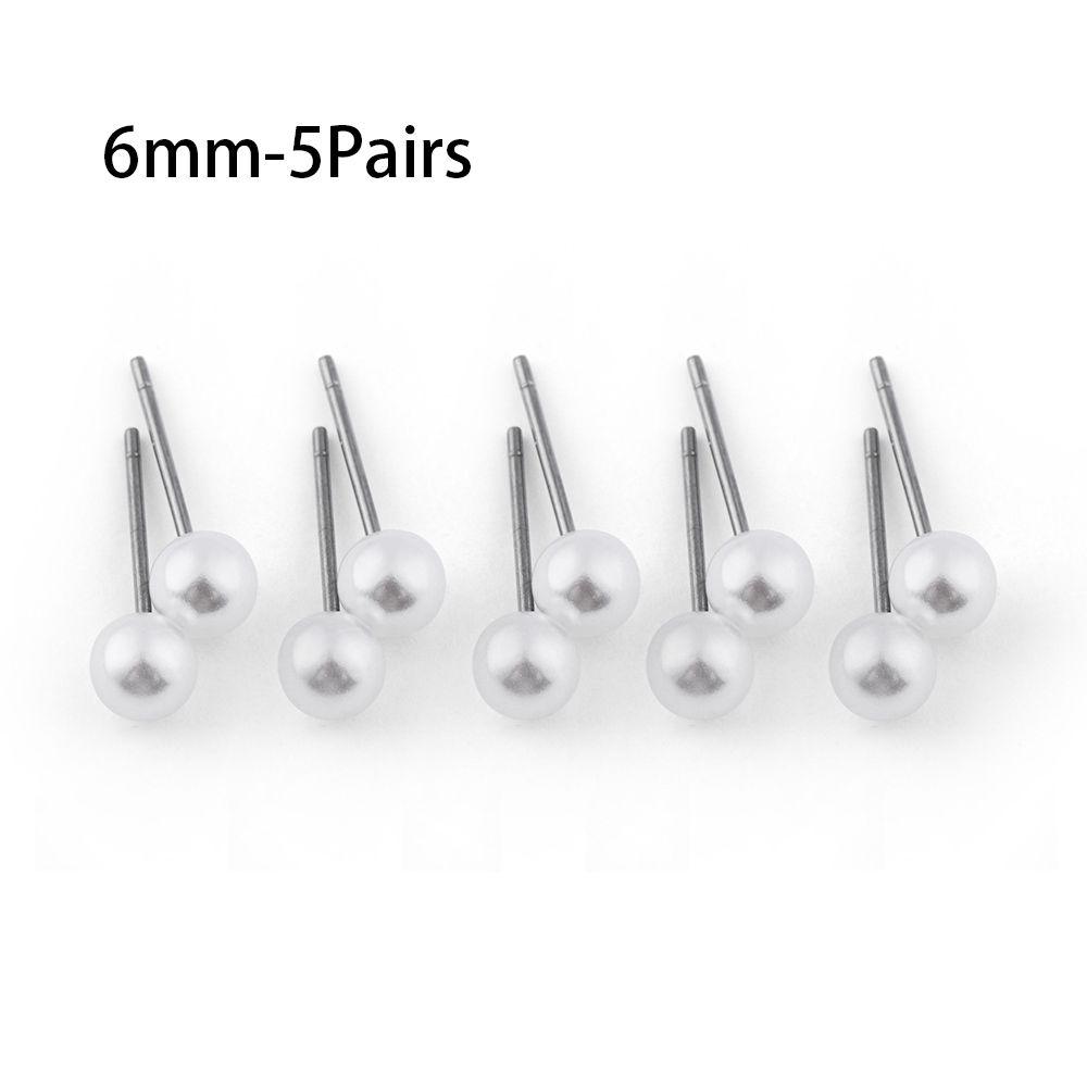 5Pairs/10Pairs/12Pairs Party Jewelry Wedding Engagement Pearl Earrings Ear Stud Elegant Round Shape