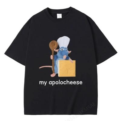 Моя футболка Apolocheese Милая Забавная Крыса Принт Сыр Футболка Мужская Женская Винтажная Оверсайз Короткий Рукав Мужская Повседневная Хлопковые Футболки