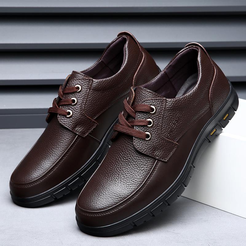 Men Genuine Leather Casual Shoes Soft Sole Walking Shoes Luxury Brand Middle-aged Old Man Dad Lightweight Loafers Shoes