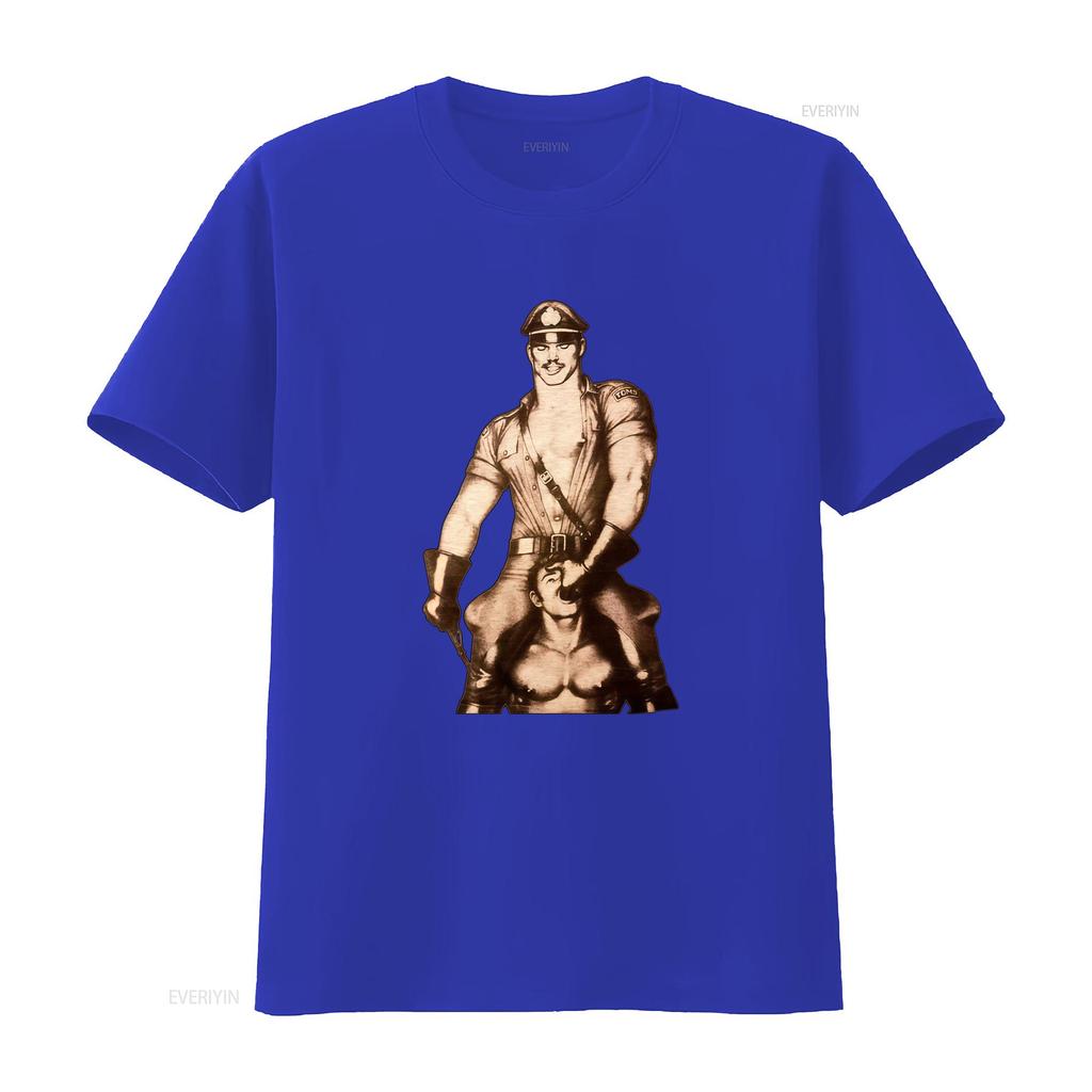 Vintage Retro Gay Pride Muscle Cop Art Print Casual T Shirt Vintage Washed Fashion Breathable Streetwear Comfortable Versatile