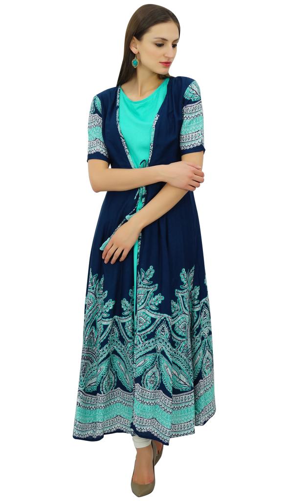 Bimba Женский комплект из двух предметов Anarkali Designer Kurti с принтом вискозы Kurta Maxi