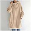Womens Long Hooded Zipper Sweatshirt Winter Warm Fleece Lined Casual Streetwear Oversized Pullover