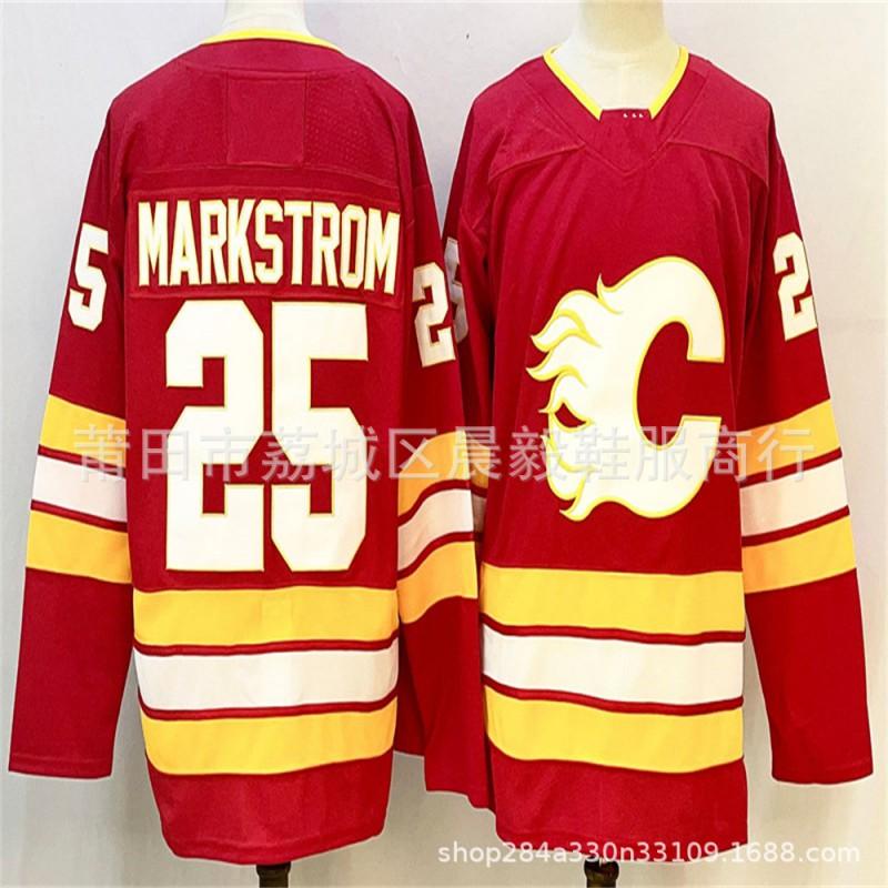 Calgary Flames Ice Hockey Jersey Embroidered NHL Style Adult Mens Team Uniform Red