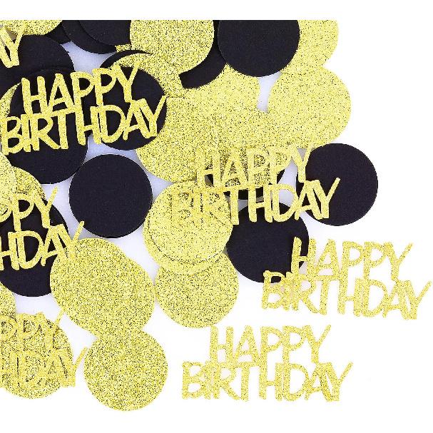 Happy Birthday Party Confetti for Table Glitter Black and Gold Birthday Table Confetti,Sprinkling Scatter Circle Dots Birthday Confetti Paper for