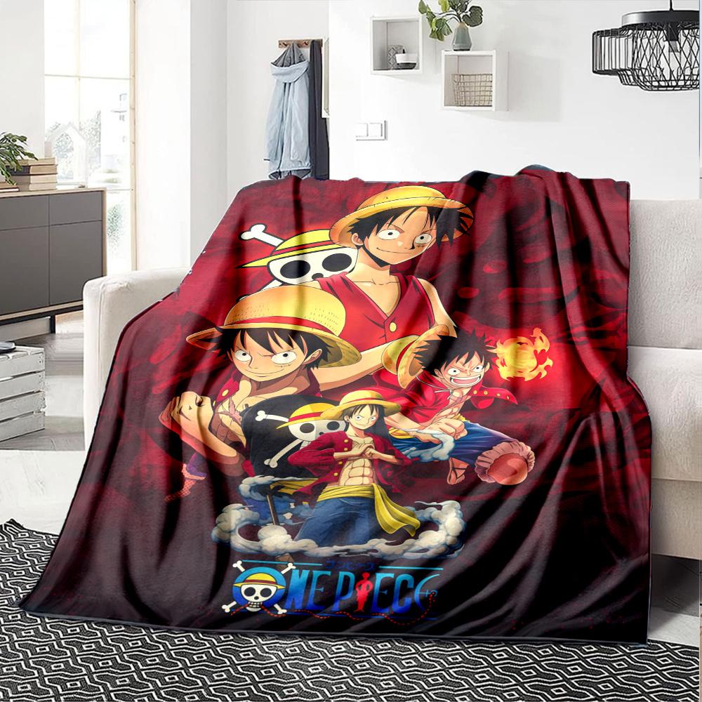 1PC One Piece Monkey D Luffy Patterned Flannel Blanket Suitable For All Seasons For Home Decor Warmth And Comfort Gifts Holiday Present