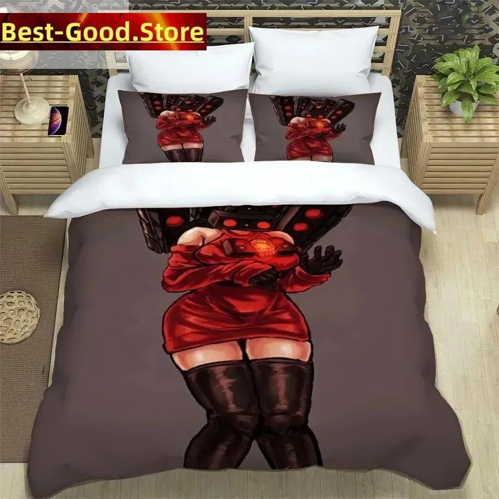 Skibidi Toilet Funny Kprl Speaker Cartoon Duvet Case Pillowcase Beddding Set Twin Full King for Boys Adults Bedroom